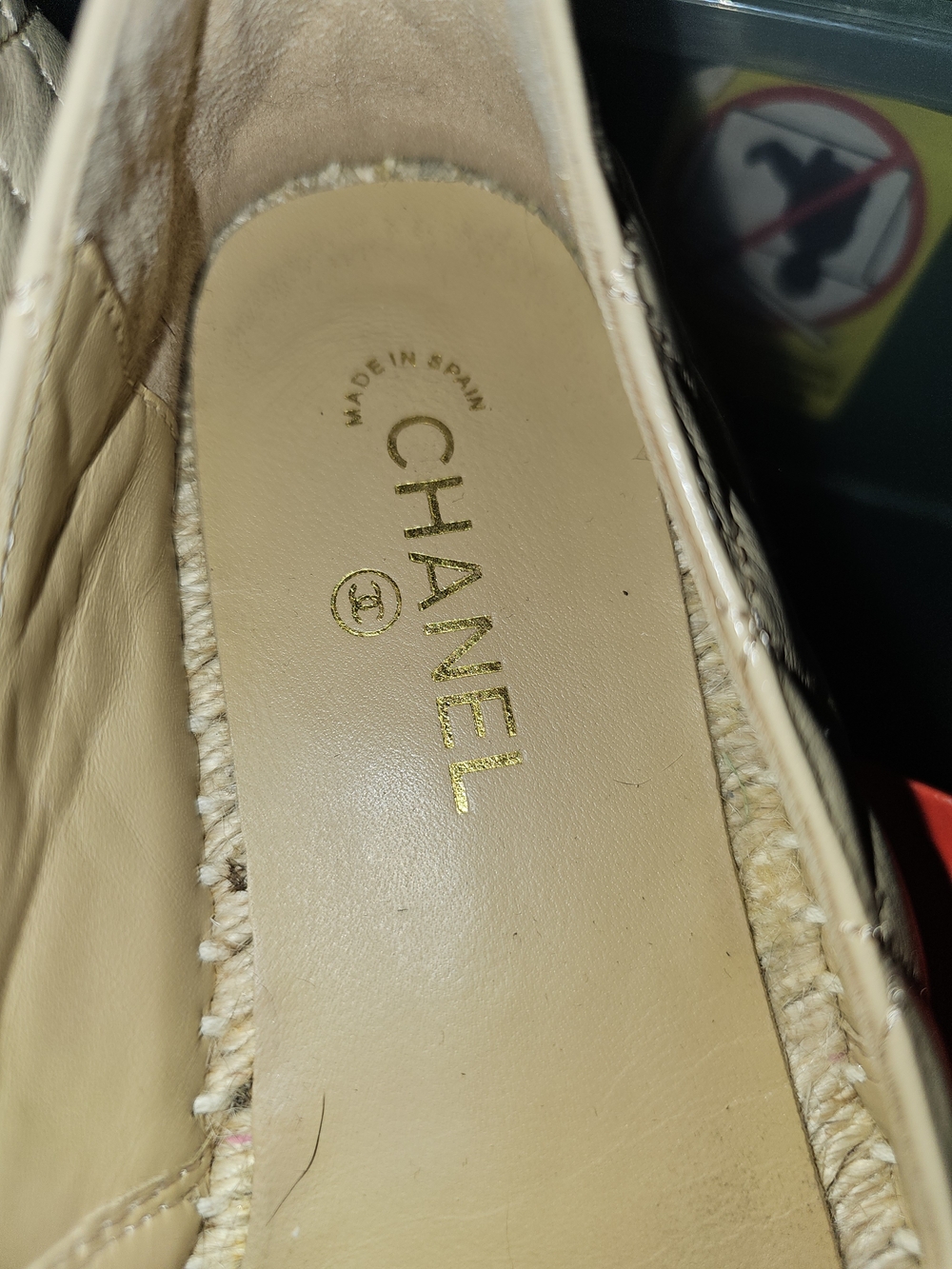 Chanel Two-Tone Quilted Espadrille Flats - Beige & Black - Picture 3 of 6